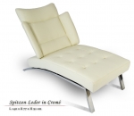 Lederliege / Chaiselongue Edelstahl Rahmen, Leder Creme, Wei�, Schwarz, braun oder Bordeauxrot.