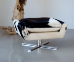 OTTOMAN / SITZHOCKER MIT ECHTEM KUH FELL, SPITZENQUALIT�T IN BRAUN ODER SCHWARZ.