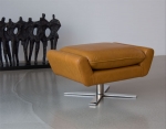 REAL LEATHER FOOTSTOOL / POUFFE + STAINLESS STEEL BASE