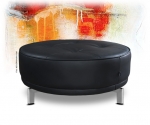 Leder Tisch, Leder Couchtisch, Leder Beistelltisch, Runder Leder Pouffe, Leder Schwarz o. Wei�
