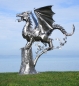 Mobile Preview: Gigantische Drachen Skulptur Edelstahl