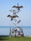 Preview: Cormorant pair stainless steel garden sculpture