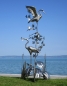 Preview: Heron pair on tree garden sculpture rusty