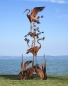 Preview: Heron pair on tree garden sculpture rusty