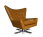 Preview: SWIVEL ARMCHAIR LEATHER BLACK OR COGNAC + STAINLESS STEEL BASE