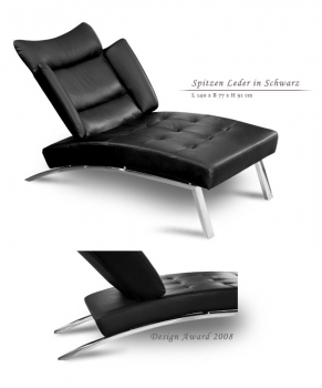 Preview: Daybed Recamiere Leder Schwarz