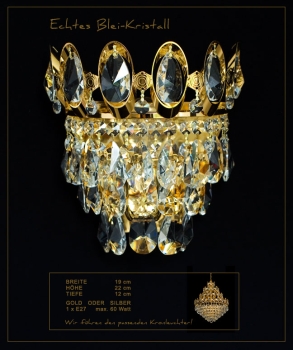 Half round crystal wall light gold