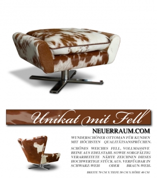 Cow skin footstool brown