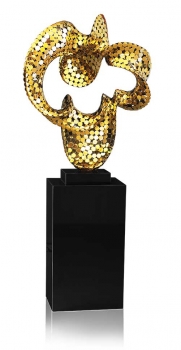 Large stainless steel sculpture gold plated. Height 88 cm.