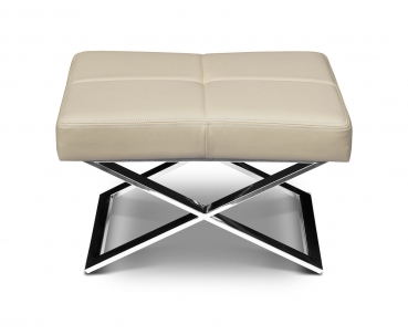 Fußhocker Hocker Leder Beige