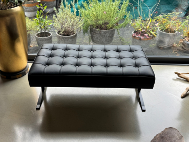 Mat black leather bench