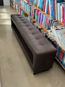 Dark brown leather bench