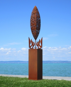 Artwork on rusty column
