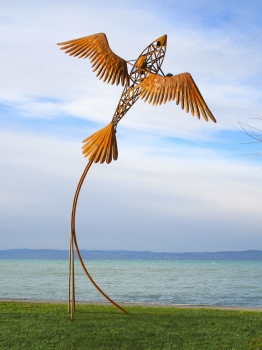 Aircraft with wings rusty artwork