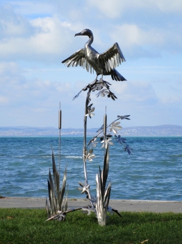 Fishing bird artwork stainless steel