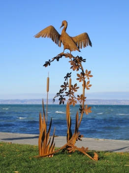 Garden artwork cormorant