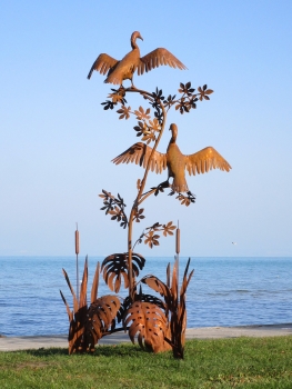 Garden artwork rusty cormorant