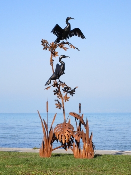 2 birds iron artwork