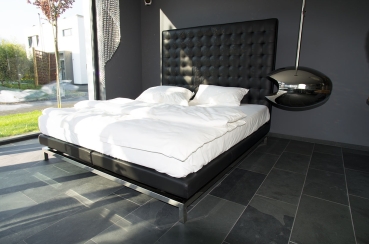 Highback bed leather black