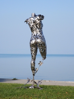 Female Nude act garden steel