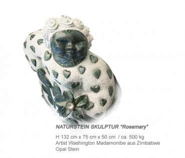 Stunning Garden stone sculpture "Rosemary" (Fat Lady) handmade in Zimbabwe (132 cm, 500 kg, Opal stone).