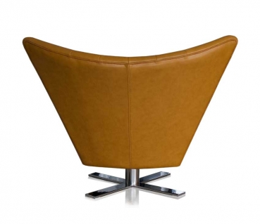 SWIVEL ARMCHAIR LEATHER BLACK OR COGNAC + STAINLESS STEEL BASE