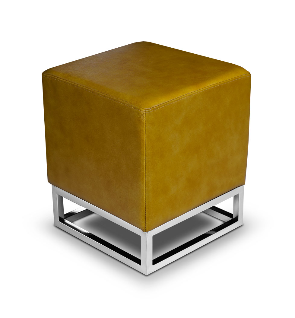 Cube Leather Stool Tan Brown Neuerraum, Leather Ottoman Cubes