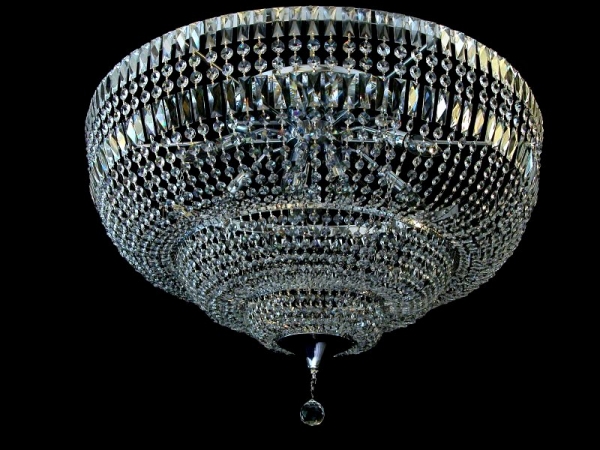 Huge crystal ceiling chandelier in chrome