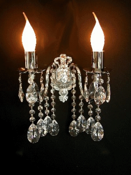 2 bulb wall light silver