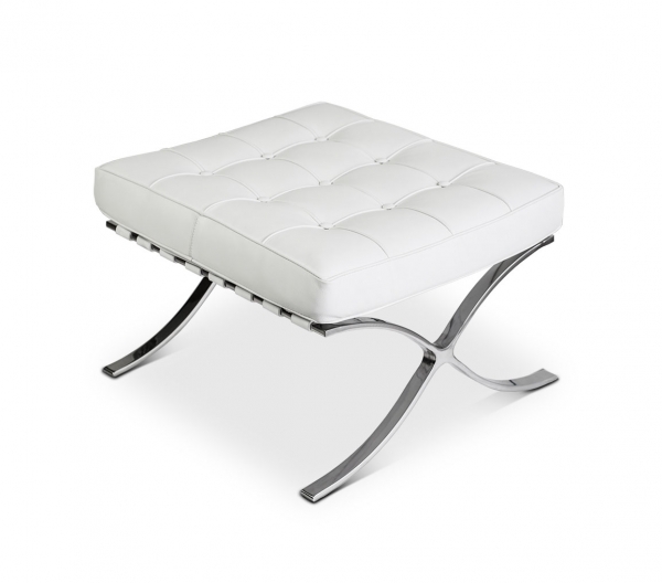 Footstool leather white