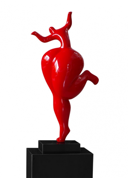 Graziöse Skulptur "Belle femme" in Lack Rot. Verfügbar auch in Lila oder Goldfarben.