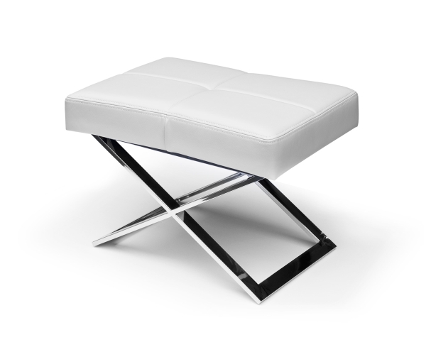 Footstool ottoman leather white