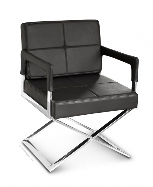 Black leather armrest chair