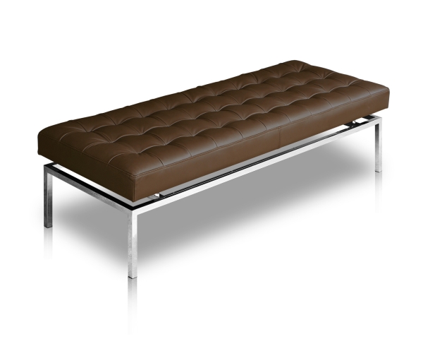 Long bauhaus leather bench leather dark brown