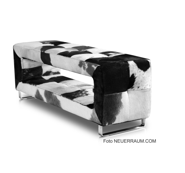 Small bench cow skin black