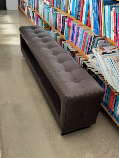 Dark brown leather bench