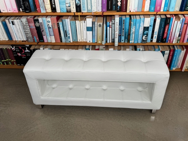 Small storage leather bench white leather