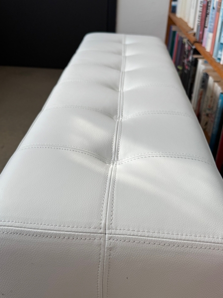 Thin leather bench white