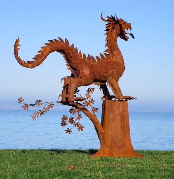 Huge dragon sculpture rusty