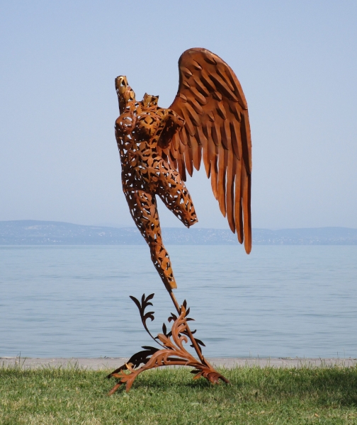 Rusty angel garden sculpture