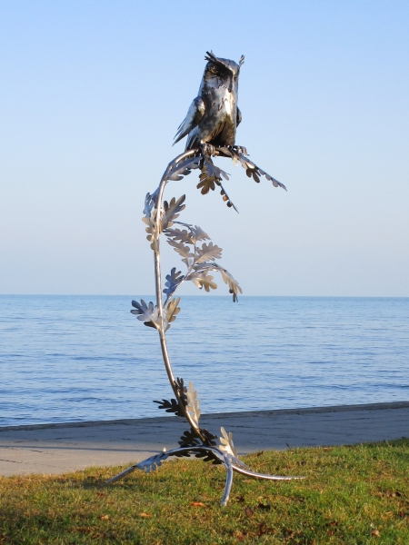 Owl on branch artwork