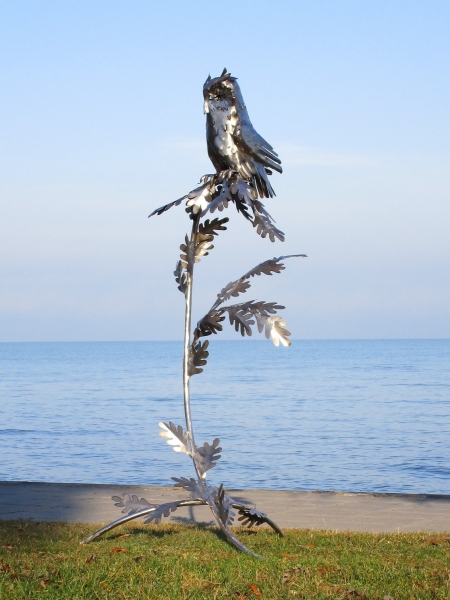 Eagle owl on branch artwork
