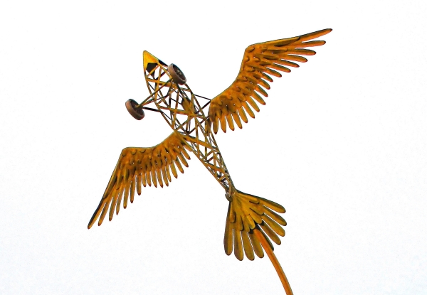 Aircraft artwork with feather wings iron