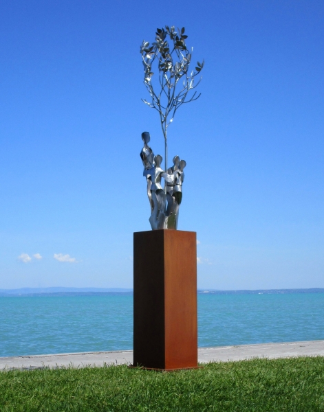Artwork with tree and family