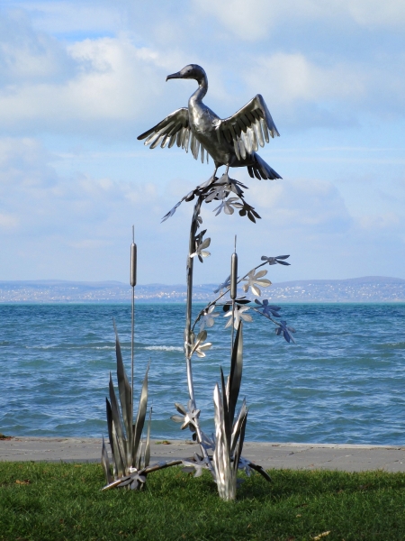 Fishing bird artwork stainless steel