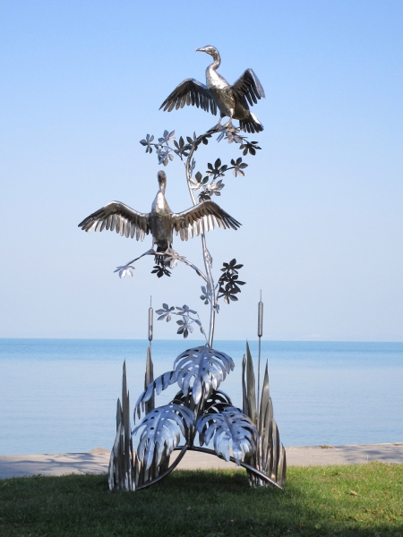 2 birds on tree artwork