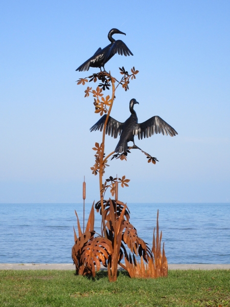 Fishing bird pair art