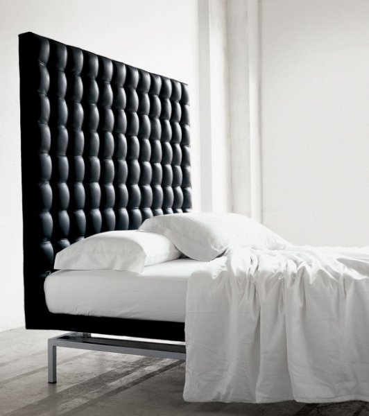 Black leather bed