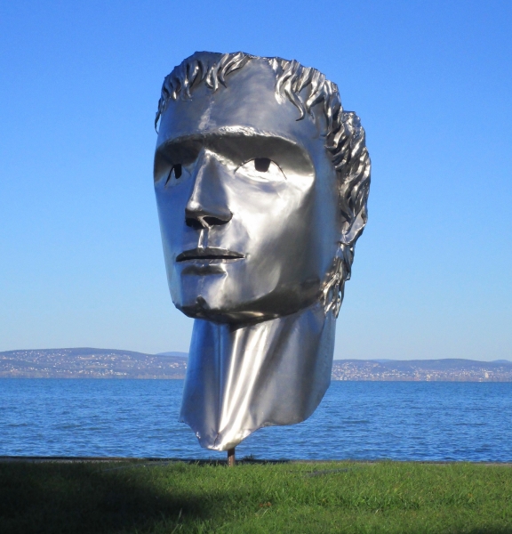 Big stainless steel bust Julius Cäsar