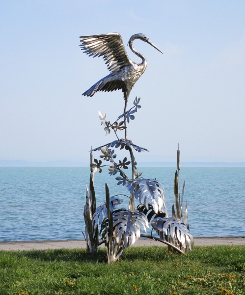 Riesige Reiher Skulptur Garten Edelstahl